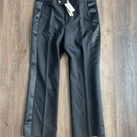 J. Crew black pants with satin side detail. New! Gold buttons. Women’s size 4. - Picture 2 of 10